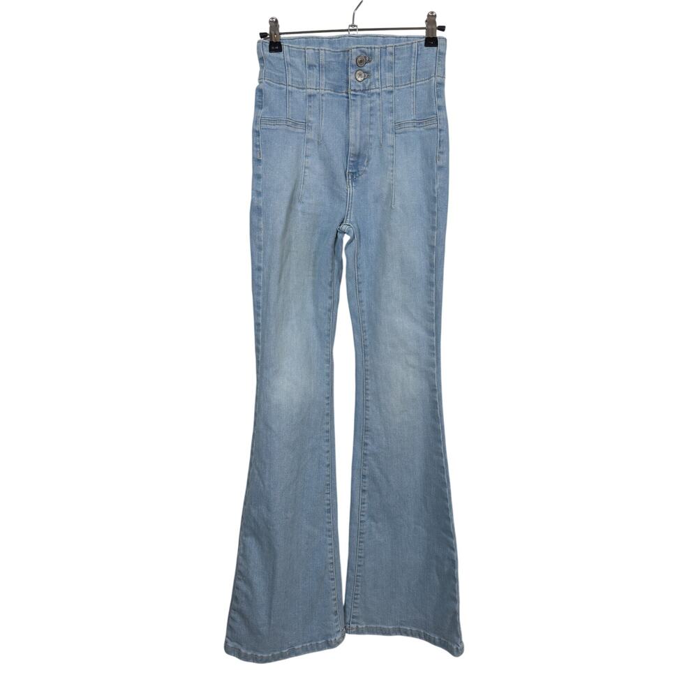 Free People Jayde Flare Jeans Womens 25 Blue High Rise Light Wash Stretch